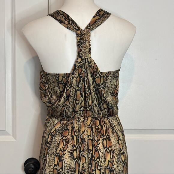 Great Jones Tan Black Snake Print Drape Neck Racerback Maxi Dress 2 - Picture 7 of 11